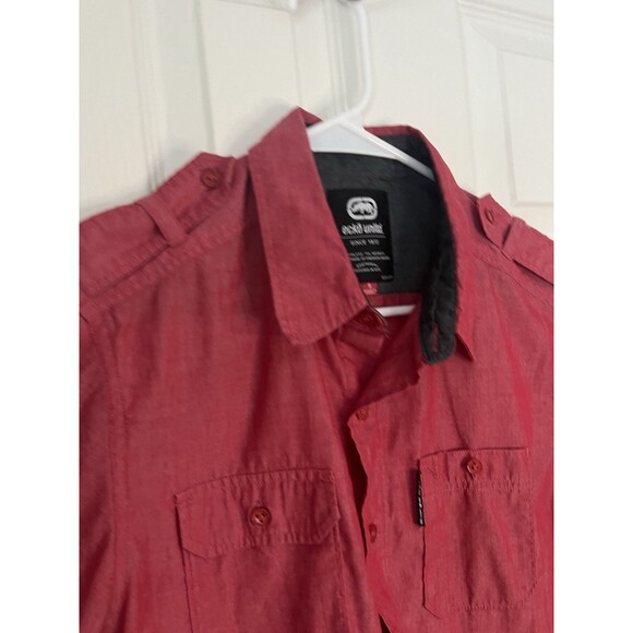 Ecko Unltd. Men Classic Short Sleeve Button-Up Shirt Pockets Red Size S - Picture 5 of 8